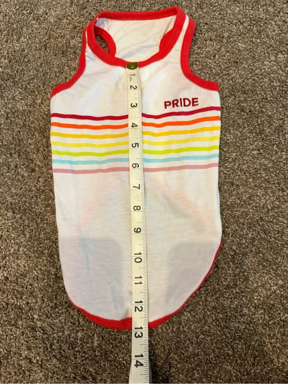 White & Red Striped Rainbow Accent Dog Tank Top ‘pride’